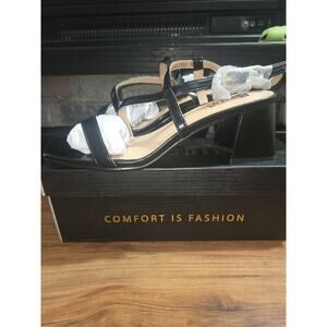 IDIFU Women's Strappy Heels Chunky Block Square Open Toe Adjustable Ankle Sz 7